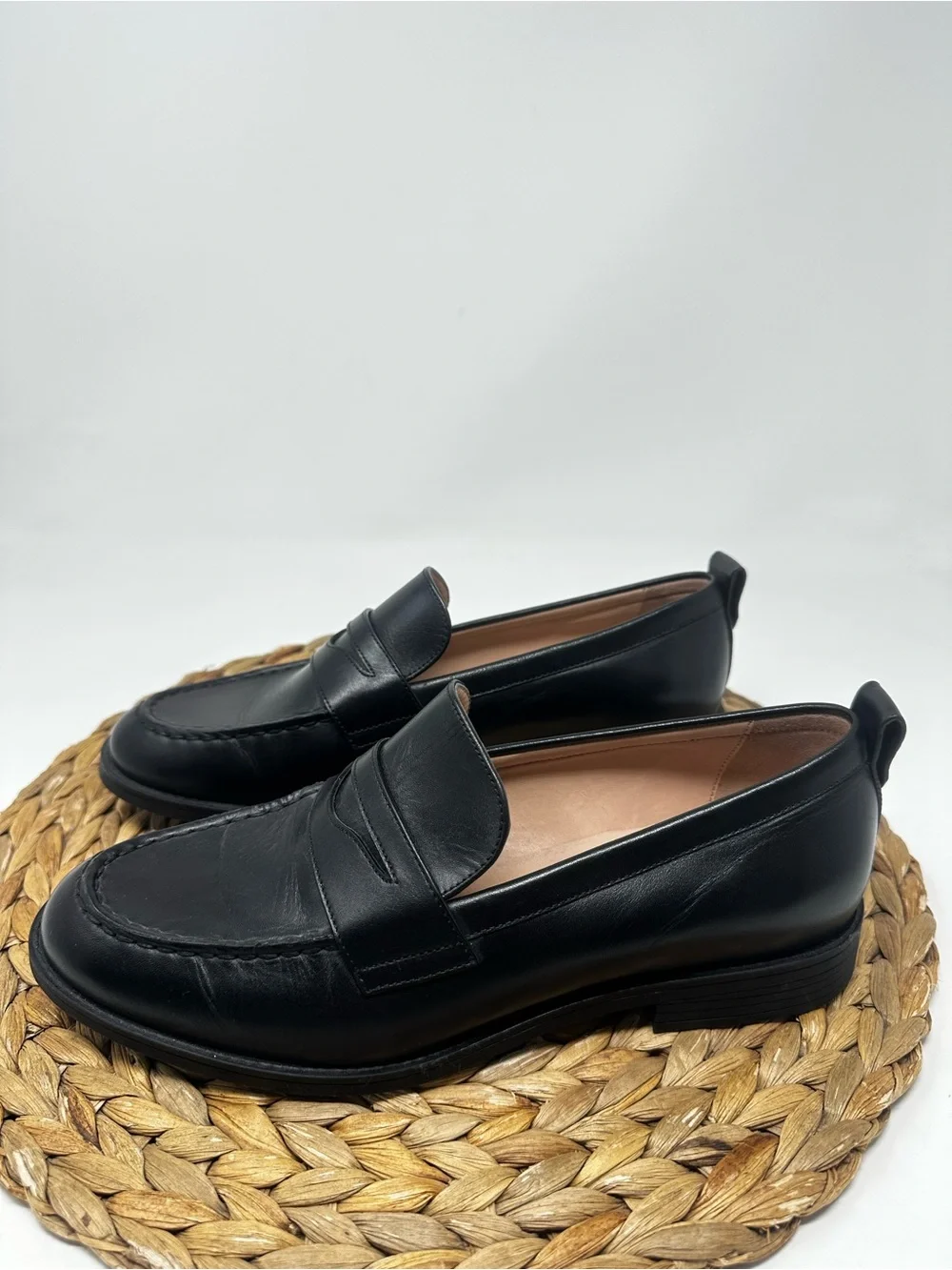 COLE HAAN Stassi Leather Penny Loafer Black Size 8 Women's
